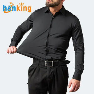 Ehanking da uomo camicia Casual a manica lunga elasticizzata Non in ferro camicia <span class=keywords><strong>maschile</strong></span> tinta unita camicette da lavoro formale - Product Image 1