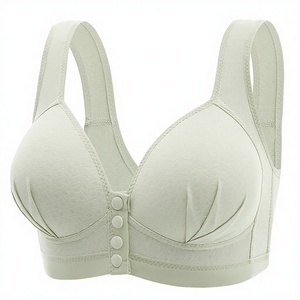 Soutien-gorge respirant sans armatures à fermeture frontale, rembourré doux, couvrant entièrement, pour personnes âgées, post-chirurgie, facile à enfiler, confortable, type bralette - Product Image 1