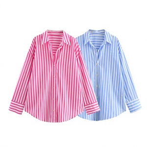 Roupas Estilo Coreano por Atacado para Mulheres, Camisa Listrada para Escritório, Blusa Casual Clássica de Marca - Product Image 1