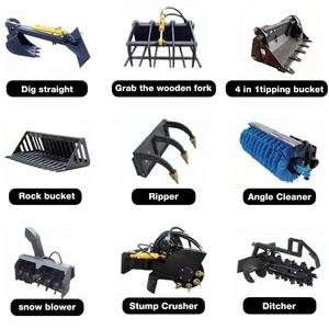 Skid Steer <strong>Attachments</strong> Four in One Tipping Bucket Snow Blower Ditcher Swing Head Stump Crusher <strong>Attachment</strong> for <strong>Mini</strong> Loaders - Product Image 1