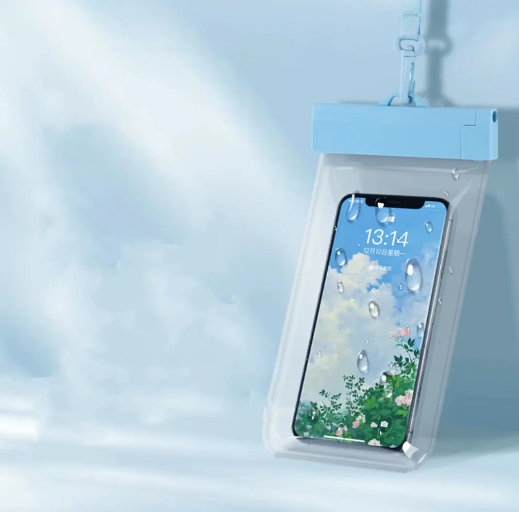 IPX8 tas ponsel tahan air, tahan air tas PVC tali kait bawah air portabel berenang leher telepon aksesoris pelindung Air Olahraga