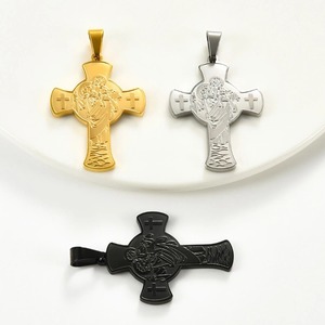 Collier pendentif croix religieuse en acier inoxydable pour femmes et hommes, breloques de prière chrétienne père et fils, chaîne de foi, bijoux en métal, cadeau - Product Image 2