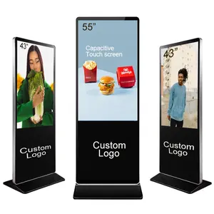 Kustom Dalam Ruangan Berdiri Iklan Interaktif Totem Wifi Android Layar Sentuh Vertikal Kios Digital Signage dan Display