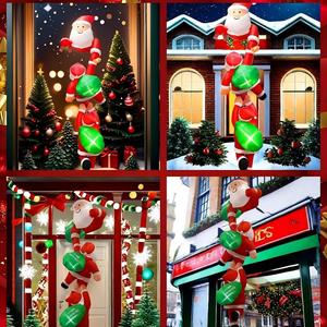 Decoración Navideña Inflable de Santa Claus de 2.4 Metros, con Luz, para Interiores y Exteriores, 3 Santa Blow, Decoración Inflable Navideña - Product Image 5
