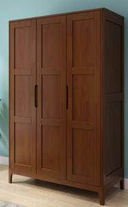 Modern Wooden <b>Wardrobe</b> Shaker Doors Hinged Solid Wood Freestanding <b>Large</b> Capacity Bedroom Furniture Midcentury Design - Product Image 5