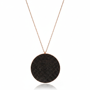 Joyería de diseño redondo circón negro 34mm collar redondo al por mayor hecho a mano 925 joyería de plata esterlina - Product Image 2
