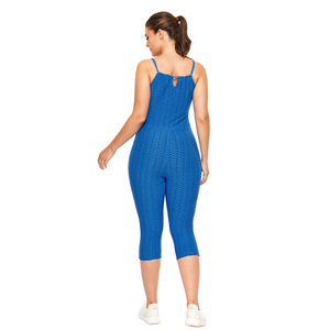 Nuovo <span class=keywords><strong>Design</strong></span> Plus Size tuta intera con cinturino Jacquard solido L-4Xl abbigliamento da allenamento personalizzato Plus Size Yoga Outfit - Product Image 3