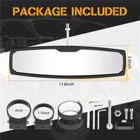 Rétroviseur intérieur de voiture convexe transparent ou bleu de 12 pouces pour UTV, pour barre de protection ronde de 1,75 à 2,0 pouces