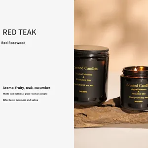 Vela perfumada de cera de soja ecológica, copa de cristal negra brillante, embalaje de estampado dorado dirigido a una mejor legibilidad, motor de búsqueda - Product Image 6
