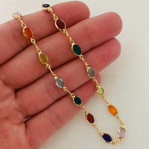 Gioielli di moda cavigliere di gioielli in acciaio inossidabile per le donne accessori per piedi gioielli ciondola cavigliera di cristallo cavigliera di perline colorate - Product Image 2