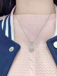 Collar con colgante de girasol, Color dorado y blanco de 18K, forma de flor del Sol Central, gia0.30 CT - Product Image 3