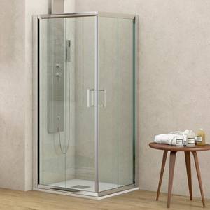 Kamalu K410 moderne porte scorrevoli per doccia custodia angolare 100x100 180cm altezza telaio in ottone acciaio inox spazzolato finitura - Product Image 1