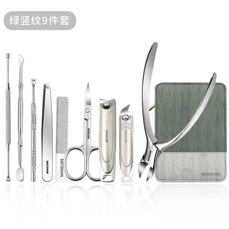 ชุด9ชิ้นลายแนวตั้งสีเขียว