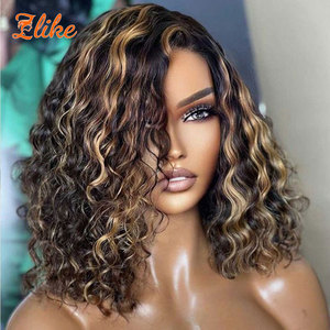 Peluca de cabello humano brasileño de encaje HD 13x4 para mujer Highlight Bob corto prearrancado con cuerpo de onda profunda disponible marrón <span class=keywords><strong>rubio</strong></span> miel - Product Image 5