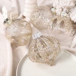 Juego de 4 Adornos Navideños de Plástico PET de Lujo de 12 cm, Bolas de Navidad Transparentes, Decoraciones Navideñas - Product Image 1