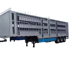 中国サプライヤー工場三軸家畜トレーラー牛トレイル50トンステークセミトレーラー動物輸送セミトレーラーホット販売