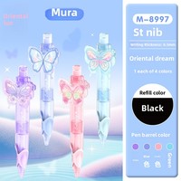 Stylo de poche papillon créatif, niveau d'apparence élevé, stylo neutre à pression triangulaire pour étudiants, marqueur à séchage rapide