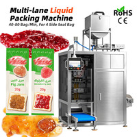 Automatische 2-lijns verticale verpakkingsmachine voor meerdere rijen zakjes met vloeibare aardbeienjam, puree en fruitpulp
