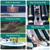 Toboggan aquatique gonflable commercial en PVC robuste avec piscine à jets d'eau pour l'extérieur, les fêtes et la location