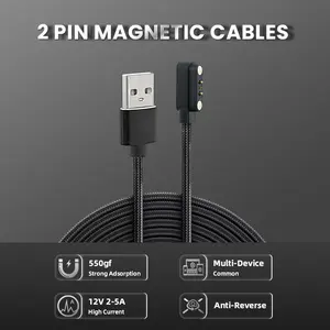 Nylon 2Pin passo 4mm 5V 1A 5 v2a cavo di ricarica USB connettore di alimentazione magnete per smartwatch