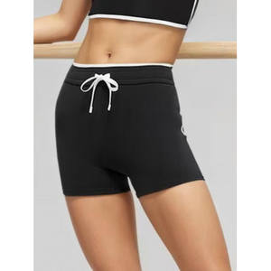 Shorts respirants taille haute pour femme Bi Cross avec bande latérale et cordon de serrage en Spandex/Polyester couleur Tan - Product Image 2