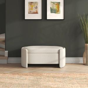 <span class=keywords><strong>Banc</strong></span> <span class=keywords><strong>de</strong></span> rangement en bouclette blanche, pouf, salon, chevet, repose-pieds, moderne, entièrement rembourré - Product Image 4