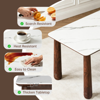 [Stock US] Ensemble de table à manger en pierre frittée de 63 pouces avec 4 ou 6 chaises rembourrées, livraison rapide depuis les États-Unis, MOQ 1