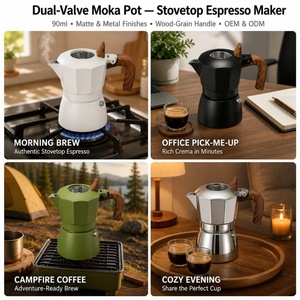 <span class=keywords><strong>Cafetera</strong></span> Portátil <span class=keywords><strong>para</strong></span> Acampar al Aire Libre Kingze, 2 Tazas, Diseño Clásico de Aluminio, 90 ml, Doble Válvula, <span class=keywords><strong>Cafetera</strong></span> <span class=keywords><strong>Italiana</strong></span> Espresso Moka - Product Image 4