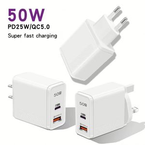 Super Fast 50W PD 25W QC5.0 Portable Charger Adapter EU UK US <b>Plug</b> Quick <b>Charging</b> Home Power Supply-<b>USB</b> <b>C</b> Type-<b>C</b> Phone Charger - Product Image 1