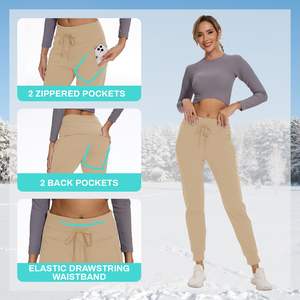 Leggings de poche à glissière doublés en polaire pour femmes en plein air résistant à l'eau hiver <span class=keywords><strong>chaud</strong></span> <span class=keywords><strong>randonnée</strong></span> course pantalon thermique-pantalon décontracté - Product Image 6