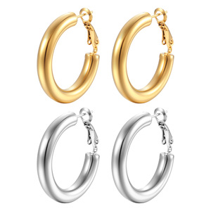 Boucles d'oreilles créoles classiques en acier inoxydable couleur <span class=keywords><strong>or</strong></span> avec strass en cristal, motif croix chrétienne, grandes, cadeaux pour femmes - Product Image 2