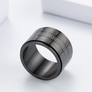 Cross-border yunnique popular jewelry, time scale <b>titanium</b> steel <b>ring</b> for men, niche and unique hip-hop oversized i - Product Image 4