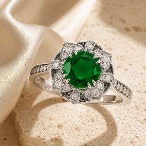Anello Floreale Traforato con Gemme per Donne, Elegante Gioiello da Dito alla Moda - Product Image 3