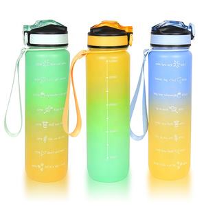 Plastic 32 OZ Large Motivational Time Marker <b>Water</b> <b>Bottle</b> <b>With</b> <b>Straw</b> Lid Fitness Gym And Outdoor Sports Made In Vietnam - Product Image 1