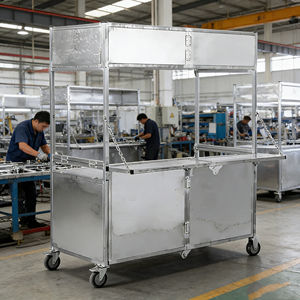 Remorque alimentaire mobile pliable en acier inoxydable à 4 roues pour café, bonbons, crème glacée, hot-dogs, frites – Résistante à la rouille pour entreprise mobile - Product Image 4