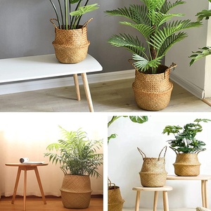 Grands Pots <span class=keywords><strong>de</strong></span> plantation faits à la main, pièces, <span class=keywords><strong>Pot</strong></span> <span class=keywords><strong>de</strong></span> fleurs en plastique tissé <span class=keywords><strong>de</strong></span> jonc <span class=keywords><strong>de</strong></span> mer, avec Drainage - Product Image 6