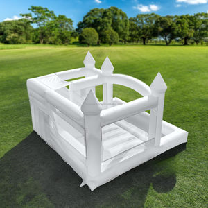 Casa de rebote blanca de 15 pies, casa de rebote comercial de PVC 100% con tobogán, casa de burbujas de globo inflable, fiesta de boda, 15x15x10 pies - Product Image 3