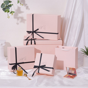 Premium black bow detail matte <strong>pink</strong> rigid gift boxes for gift packaging valentines day or birthday <strong>presents</strong> - Product Image 5