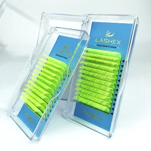 Korean PBT UV neon lashes glow in the dark trays private label fluorescent color lashes colorful eyelash extension