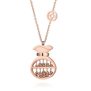 tily venta al por mayor de joyería chapado en oro rosa moneda de cobre fortuna Abacus colgante collar de cadena para las mujeres - Product Image 1