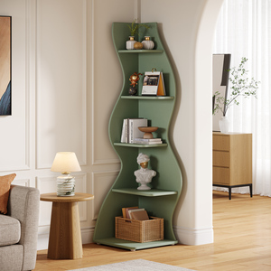 Estantería de Esquina Moderna de 5 Niveles, Librería de Pared Elegante, Estante de Almacenamiento Pequeño para Libros - Product Image 2