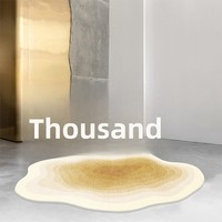 Tapis en polyester à poils moyens, motif Alien, rayé et uni, résistant à la saleté et à l'usure, style Ins tendance pour chambre à coucher