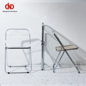 북유럽 의자 접는 의자 야외 미니멀리스트 스타일 아크릴 투명 투명 의자 금속 등받이 플라스틱
