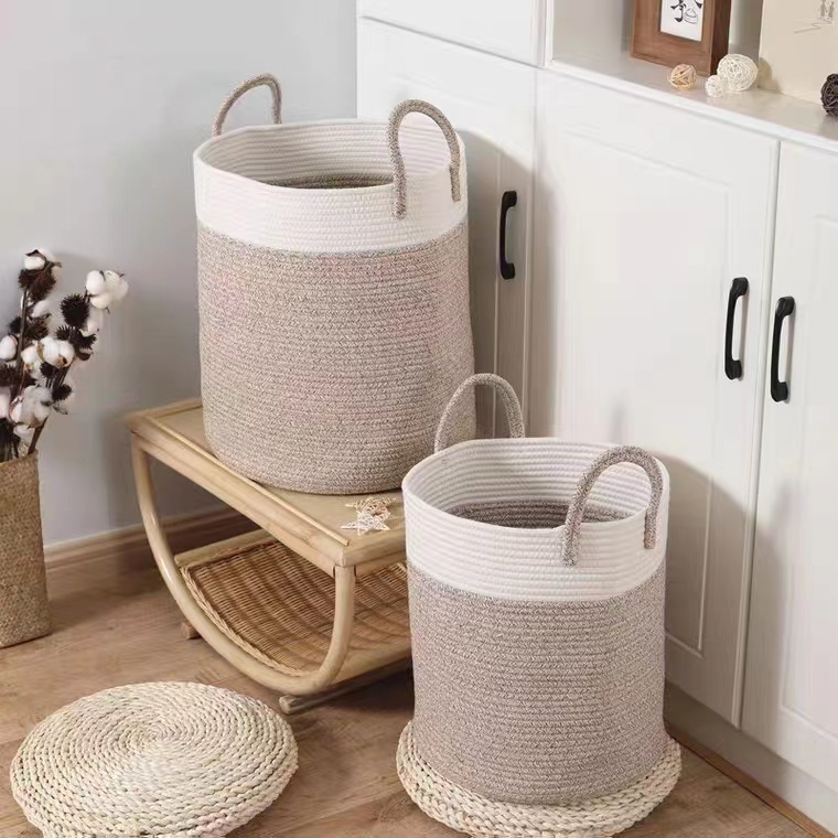 Large Capacity Foldable Round Woven Cotton