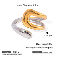 ERESI Two Color Tones Schmuck Hohl kreuz ringe Verschiedene unregelmäßige hohle Edelstahl plattierte 18 Karat Gold Ring für Frauen