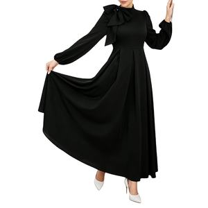 Vestido de mujer elegante con cuello de lazo grande a la moda, vestido de <span class=keywords><strong>fiesta</strong></span> de cumpleaños femenino de manga larga - Product Image 2