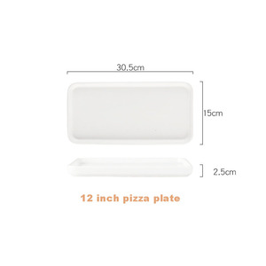 Assiette de présentation rectangulaire en céramique blanc pur avec motif rectangulaire pour fruits, gâteaux, amuse-gueules, pizzas - Plats et assiettes - Product Image 2