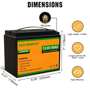 Eco-worthy Price Lithium Ion Portable Power Station <b>12V</b> 50Ah/100Ah Solar Energy Storage Lifepo4 <b>Battery</b> 3-Year Warranty 3000+ - Product Image 5