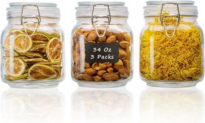 HYRI-ComSaf Lot de 3 grands bocaux en verre hermétiques de 78 oz avec couvercle à fermeture à ressort pour le stockage en vrac des aliments, récipients de garde-manger à large ouverture - Product Image 5