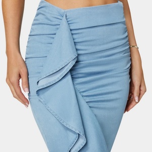 Jupe longue en jean à volants et fente haute pour femme, modèle 2025 – Tendance, élégante et de haute qualité - Product Image 3